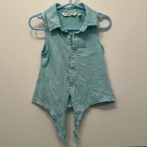 Sleeveless top Little girl size 3 tie front turquoise